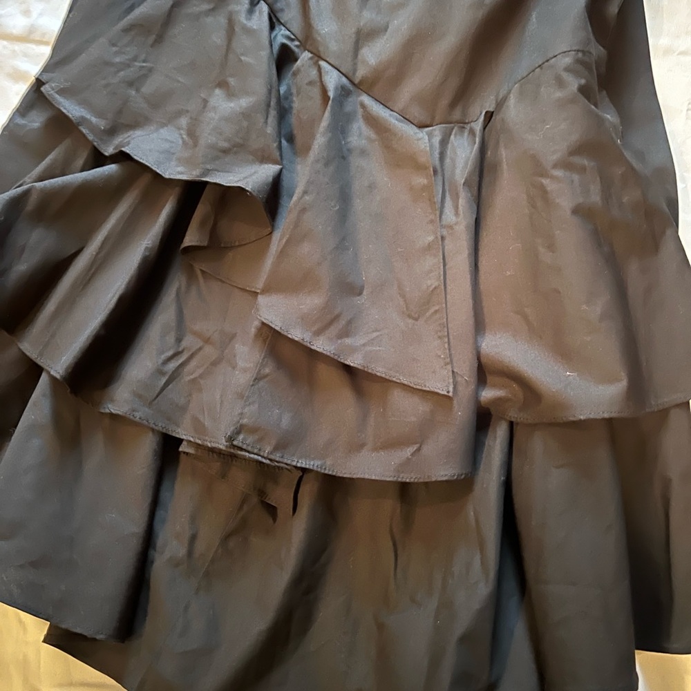 NWT- Zara Basic Collection-Black Midi Skirt with Ruffles at Midpoint of Skirt - Picture 6 of 17